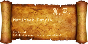 Maricsek Patrik névjegykártya